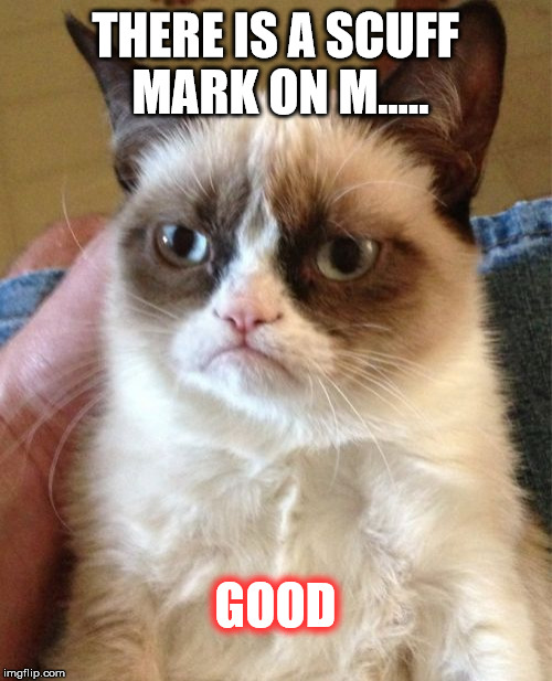 Grumpy Cat Meme | THERE IS A SCUFF MARK ON M..... GOOD | image tagged in memes,grumpy cat | made w/ Imgflip meme maker