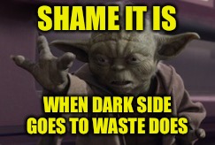 SHAME IT IS WHEN DARK SIDE GOES TO WASTE DOES | made w/ Imgflip meme maker