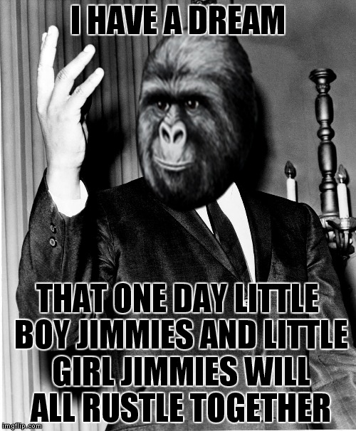 I HAVE A DREAM; THAT ONE DAY LITTLE BOY JIMMIES AND LITTLE GIRL JIMMIES WILL ALL RUSTLE TOGETHER | image tagged in we are legion,sometimes it feels like somebody watchin me,rustle my jimmies | made w/ Imgflip meme maker