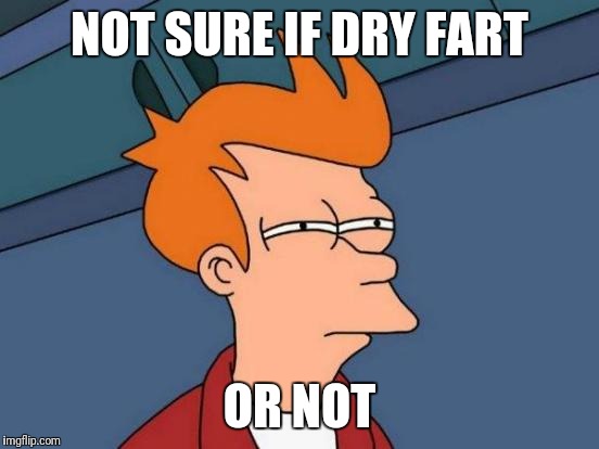 Futurama Fry | NOT SURE IF DRY FART; OR NOT | image tagged in memes,futurama fry | made w/ Imgflip meme maker