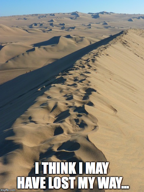  I THINK I MAY HAVE LOST MY WAY... | image tagged in sand dune | made w/ Imgflip meme maker
