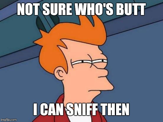 Futurama Fry Meme | NOT SURE WHO'S BUTT I CAN SNIFF THEN | image tagged in memes,futurama fry | made w/ Imgflip meme maker