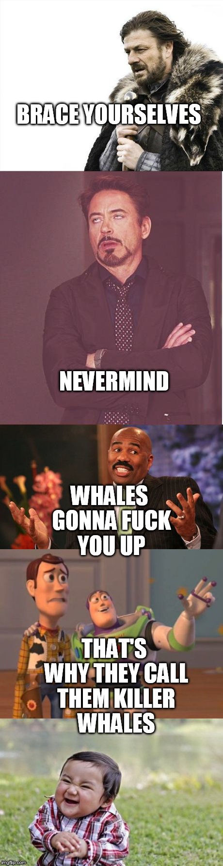 BRACE YOURSELVES THAT'S WHY THEY CALL THEM KILLER WHALES NEVERMIND WHALES GONNA F**K YOU UP | made w/ Imgflip meme maker
