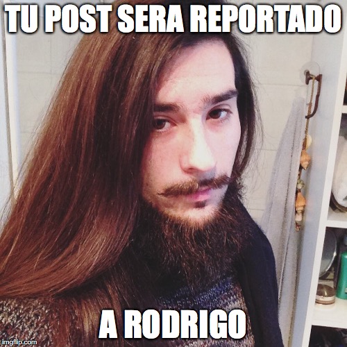 TU POST SERA REPORTADO; A RODRIGO | image tagged in annoying feminist man | made w/ Imgflip meme maker