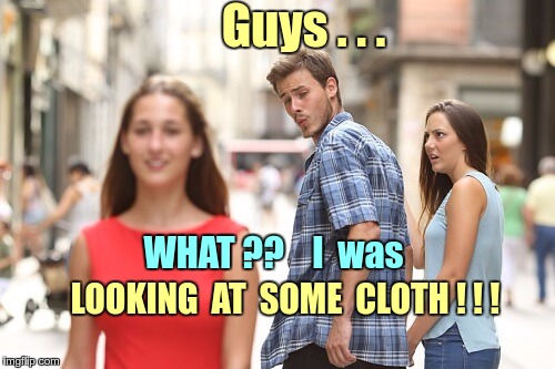 Guys are SO misunderstood! | Guys . . . WHAT ??    I  was; LOOKING  AT  SOME  CLOTH ! ! ! | image tagged in jealous girlfriend,memes,misunderstood,innocent | made w/ Imgflip meme maker
