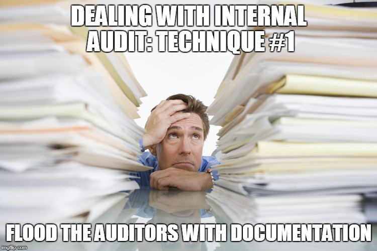 Documents | DEALING WITH INTERNAL AUDIT: TECHNIQUE #1; FLOOD THE AUDITORS WITH DOCUMENTATION | image tagged in documents | made w/ Imgflip meme maker