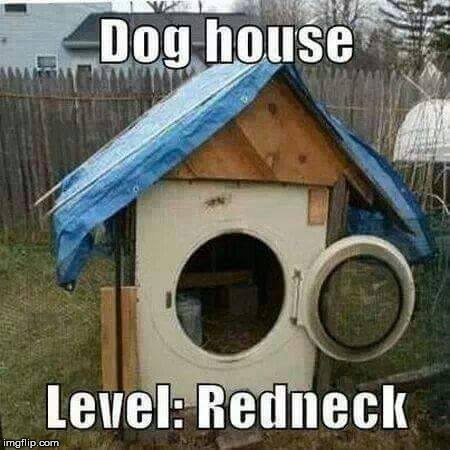 Redneck tech: building arts division. | DOG HOUSE; LEVEL: REDNECK | image tagged in redneck,doghouse | made w/ Imgflip meme maker