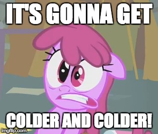 Winter is here! | IT'S GONNA GET; COLDER AND COLDER! | image tagged in memes,ponies,winter,cold weather | made w/ Imgflip meme maker