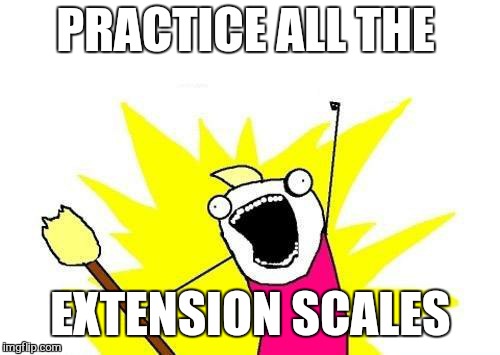 X All The Y Meme | PRACTICE ALL THE EXTENSION SCALES | image tagged in memes,x all the y | made w/ Imgflip meme maker
