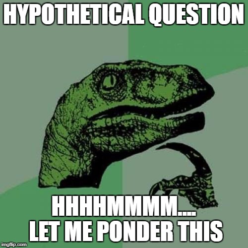 Philosoraptor Meme | HYPOTHETICAL QUESTION HHHHMMMM.... LET ME PONDER THIS | image tagged in memes,philosoraptor | made w/ Imgflip meme maker