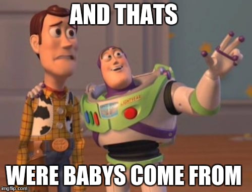 X, X Everywhere | AND THATS; WERE BABYS COME FROM | image tagged in memes,x x everywhere | made w/ Imgflip meme maker
