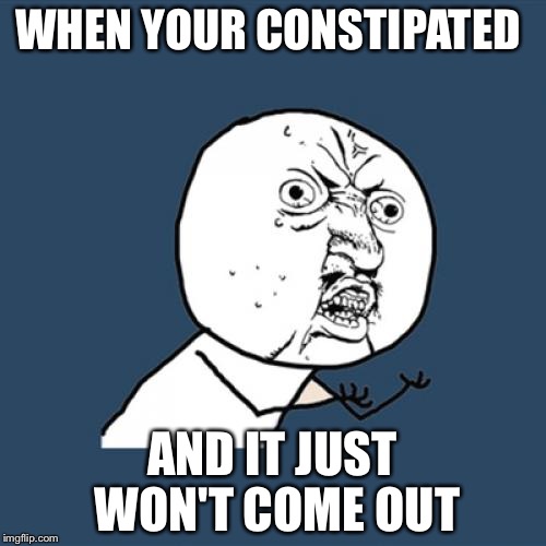 Y U No | WHEN YOUR CONSTIPATED; AND IT JUST WON'T COME OUT | image tagged in memes,y u no | made w/ Imgflip meme maker
