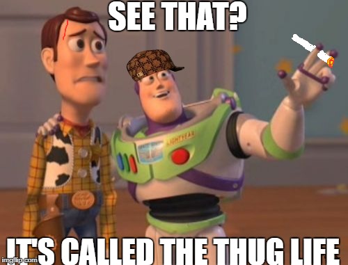 X, X Everywhere Meme | SEE THAT? IT'S CALLED THE THUG LIFE | image tagged in memes,x x everywhere,scumbag | made w/ Imgflip meme maker