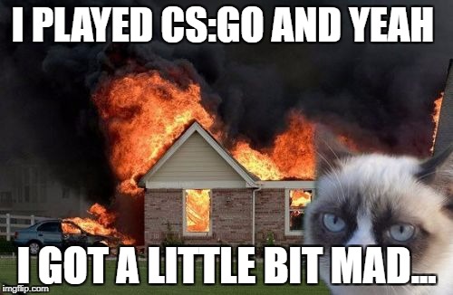 Burn Kitty Meme | I PLAYED CS:GO AND YEAH; I GOT A LITTLE BIT MAD... | image tagged in memes,burn kitty,grumpy cat | made w/ Imgflip meme maker