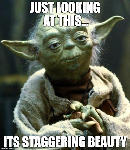 Star Wars Yoda |  JUST LOOKING AT THIS... ITS STAGGERING BEAUTY | image tagged in memes,star wars yoda | made w/ Imgflip meme maker