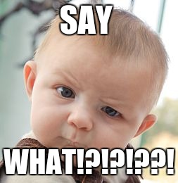 Skeptical Baby Meme | SAY; WHAT!?!?!??! | image tagged in memes,skeptical baby | made w/ Imgflip meme maker