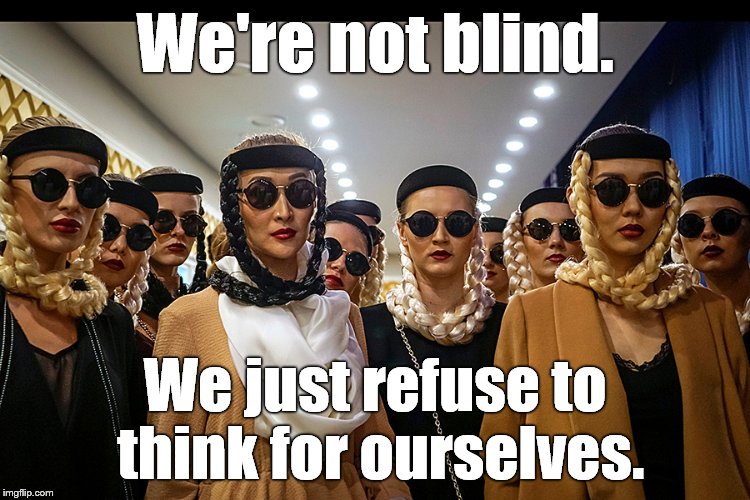 Yes, we're different | We're not blind. We just refuse to think for ourselves. | image tagged in yes we're different | made w/ Imgflip meme maker