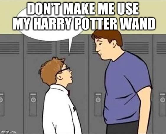 Forgot He's Not On The Internet | DON’T MAKE ME USE MY HARRY POTTER WAND | image tagged in forgot he's not on the internet | made w/ Imgflip meme maker