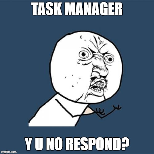 Y U No Meme | TASK MANAGER Y U NO RESPOND? | image tagged in memes,y u no | made w/ Imgflip meme maker