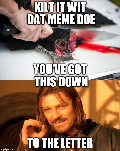 KILT IT WIT DAT MEME DOE TO THE LETTER YOU'VE GOT THIS DOWN | made w/ Imgflip meme maker