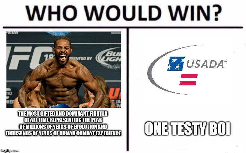 Who Would Win? Meme | ONE TESTY BOI; THE MOST GIFTED AND DOMINANT FIGHTER OF ALL TIME REPRESENTING THE PEAK OF MILLIONS OF YEARS OF EVOLUTION AND THOUSANDS OF YEARS OF HUMAN COMBAT EXPERIENCE | image tagged in who would win | made w/ Imgflip meme maker