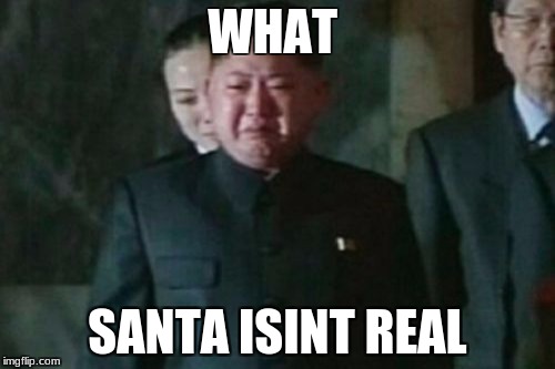 Kim Jong Un Sad | WHAT; SANTA ISINT REAL | image tagged in memes,kim jong un sad | made w/ Imgflip meme maker
