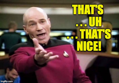 Picard Wtf Meme | THAT'S . . . UH . . . THAT'S NICE! | image tagged in memes,picard wtf | made w/ Imgflip meme maker