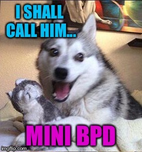 Thanks to Power_Pack for pointing this out | . | image tagged in mini bpd,bad pun dog,mini me,nude,dr evil | made w/ Imgflip meme maker
