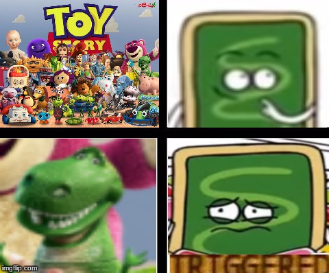 Yeah, I don't know either. | image tagged in triggered template,toy story,rex,pop tarts,triggered | made w/ Imgflip meme maker