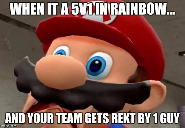Mario WTF | WHEN IT A 5V1 IN RAINBOW... AND YOUR TEAM GETS REKT BY 1 GUY | image tagged in mario wtf | made w/ Imgflip meme maker