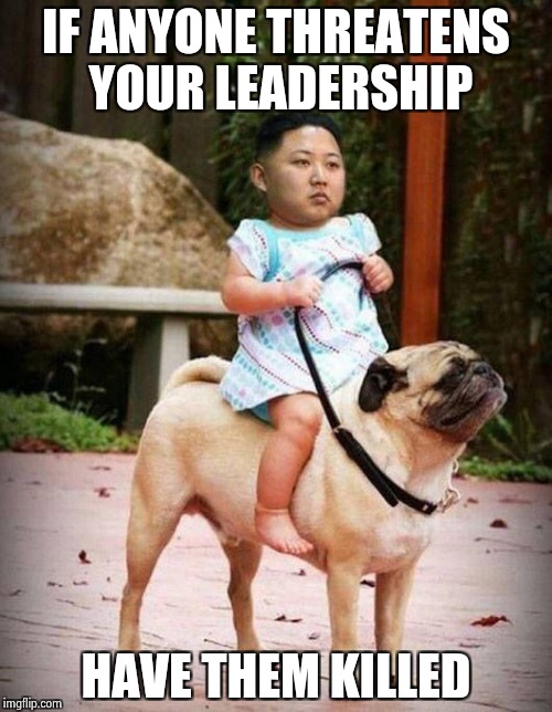 IF ANYONE THREATENS YOUR LEADERSHIP HAVE THEM KILLED | image tagged in baby kim | made w/ Imgflip meme maker