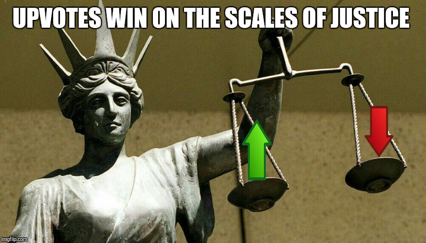 Up With Upvotes Week, a Vampier_Meme_Queen event! Dec.11-15 | UPVOTES WIN ON THE SCALES OF JUSTICE | image tagged in down with downvotes weekend,up with upvotes week,scales of justice,jbmemegeek,memes,downvote fairy | made w/ Imgflip meme maker