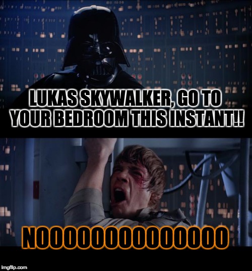 Star Wars No | LUKAS SKYWALKER, GO TO YOUR BEDROOM THIS INSTANT!! NOOOOOOOOOOOOOO | image tagged in memes,star wars no | made w/ Imgflip meme maker