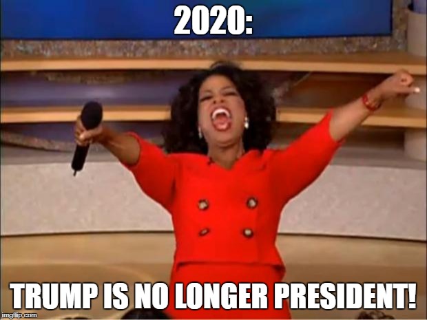 In 2020... | 2020:; TRUMP IS NO LONGER PRESIDENT! | image tagged in memes,oprah you get a,turmp,yeeeee | made w/ Imgflip meme maker