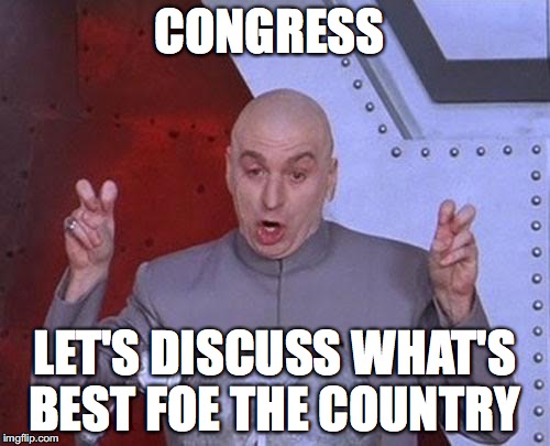 Dr Evil Laser Meme | CONGRESS LET'S DISCUSS WHAT'S BEST FOE THE COUNTRY | image tagged in memes,dr evil laser | made w/ Imgflip meme maker