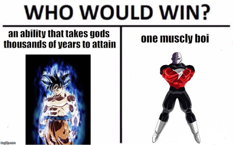 Who Would Win? Meme | an ability that takes gods thousands of years to attain; one muscly boi | image tagged in who would win | made w/ Imgflip meme maker