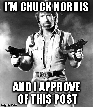 I'm Chuck Norris | I'M CHUCK NORRIS; AND I APPROVE OF THIS POST | image tagged in i'm chuck norris | made w/ Imgflip meme maker