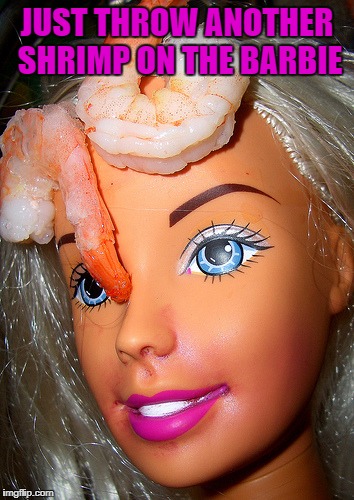 JUST THROW ANOTHER SHRIMP ON THE BARBIE | made w/ Imgflip meme maker