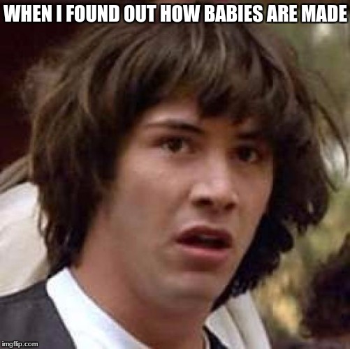Conspiracy Keanu Meme | WHEN I FOUND OUT HOW BABIES ARE MADE | image tagged in memes,conspiracy keanu | made w/ Imgflip meme maker