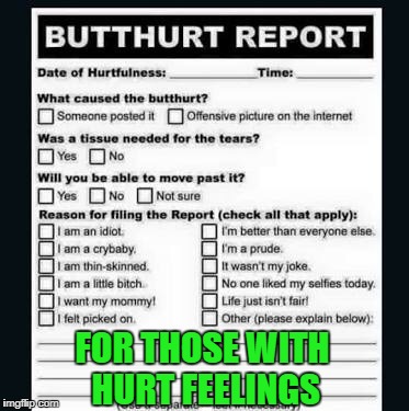 FOR THOSE WITH HURT FEELINGS | made w/ Imgflip meme maker