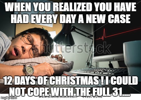 memes | WHEN YOU REALIZED YOU HAVE HAD EVERY DAY A NEW CASE; 12 DAYS OF CHRISTMAS ! I COULD NOT COPE WITH THE FULL 31.... | image tagged in funny memes | made w/ Imgflip meme maker