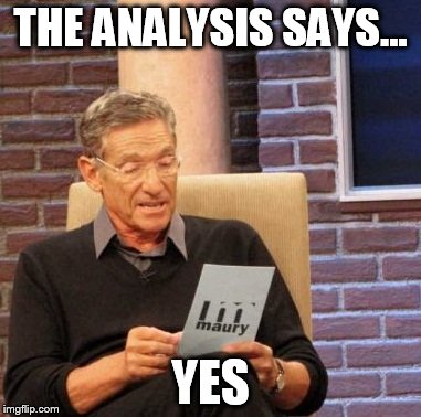 Maury Lie Detector Meme | THE ANALYSIS SAYS... YES | image tagged in memes,maury lie detector | made w/ Imgflip meme maker