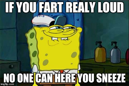 Don't You Squidward Meme | IF YOU FART REALY LOUD; NO ONE CAN HERE YOU SNEEZE | image tagged in memes,dont you squidward | made w/ Imgflip meme maker