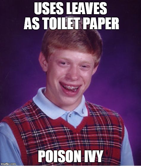 Bad Luck Brian Meme | USES LEAVES AS TOILET PAPER POISON IVY | image tagged in memes,bad luck brian | made w/ Imgflip meme maker