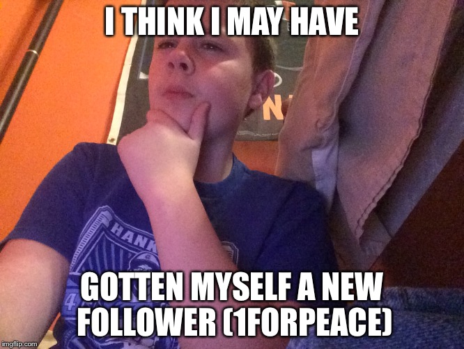 If it is official, I have 5 now. | I THINK I MAY HAVE; GOTTEN MYSELF A NEW FOLLOWER (1FORPEACE) | image tagged in i think i may have,1forpeace,only upvotes | made w/ Imgflip meme maker