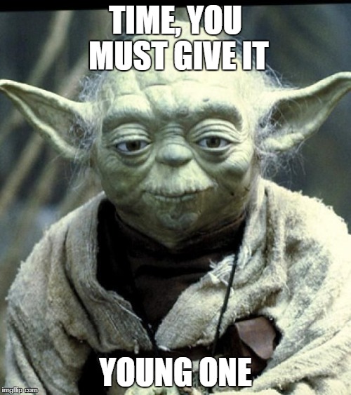 Master Yoda | TIME, YOU MUST GIVE IT; YOUNG ONE | image tagged in master yoda | made w/ Imgflip meme maker