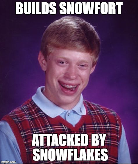 Bad Luck Brian Meme | BUILDS SNOWFORT ATTACKED BY SNOWFLAKES | image tagged in memes,bad luck brian | made w/ Imgflip meme maker