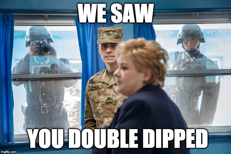 There was witnesses | WE SAW; YOU DOUBLE DIPPED | image tagged in double dip,we saw,stare,witnesses | made w/ Imgflip meme maker