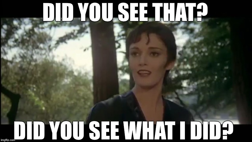 I have powers beyond reason here | DID YOU SEE THAT? DID YOU SEE WHAT I DID? | image tagged in ursula,ursula,superman 2,general zod,meme,kay | made w/ Imgflip meme maker