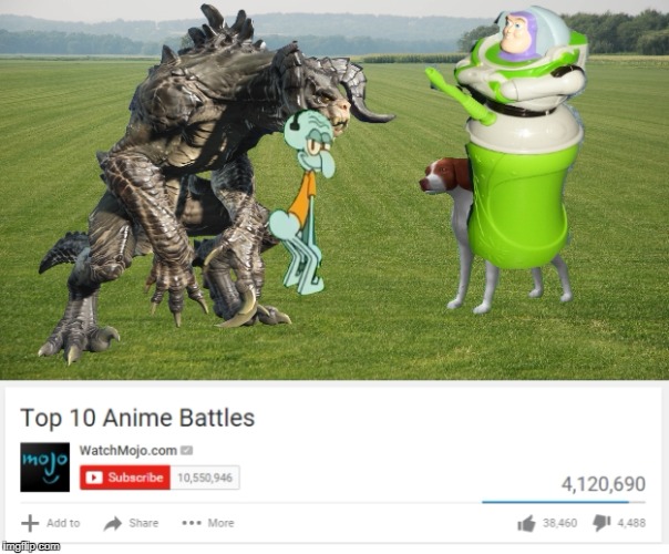 Top 10 Anime Battles ag | image tagged in memes,buzz sippy drink,dag,deathclaw,twerking squidward,nsfw | made w/ Imgflip meme maker